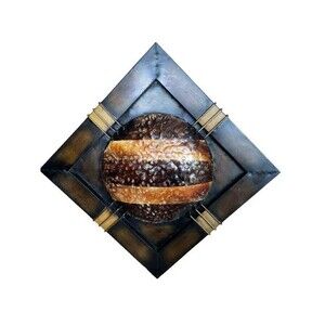 Abstract Circle Striped Metal Wall Art - 15" Square, Brown and Yellow